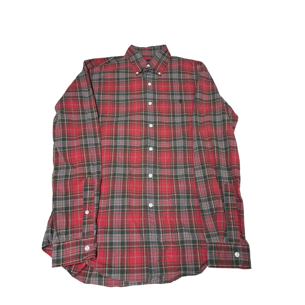 Polo Ralph Lauren Mens Custom Fit Plaid Button Down Shirt Red Green Medium